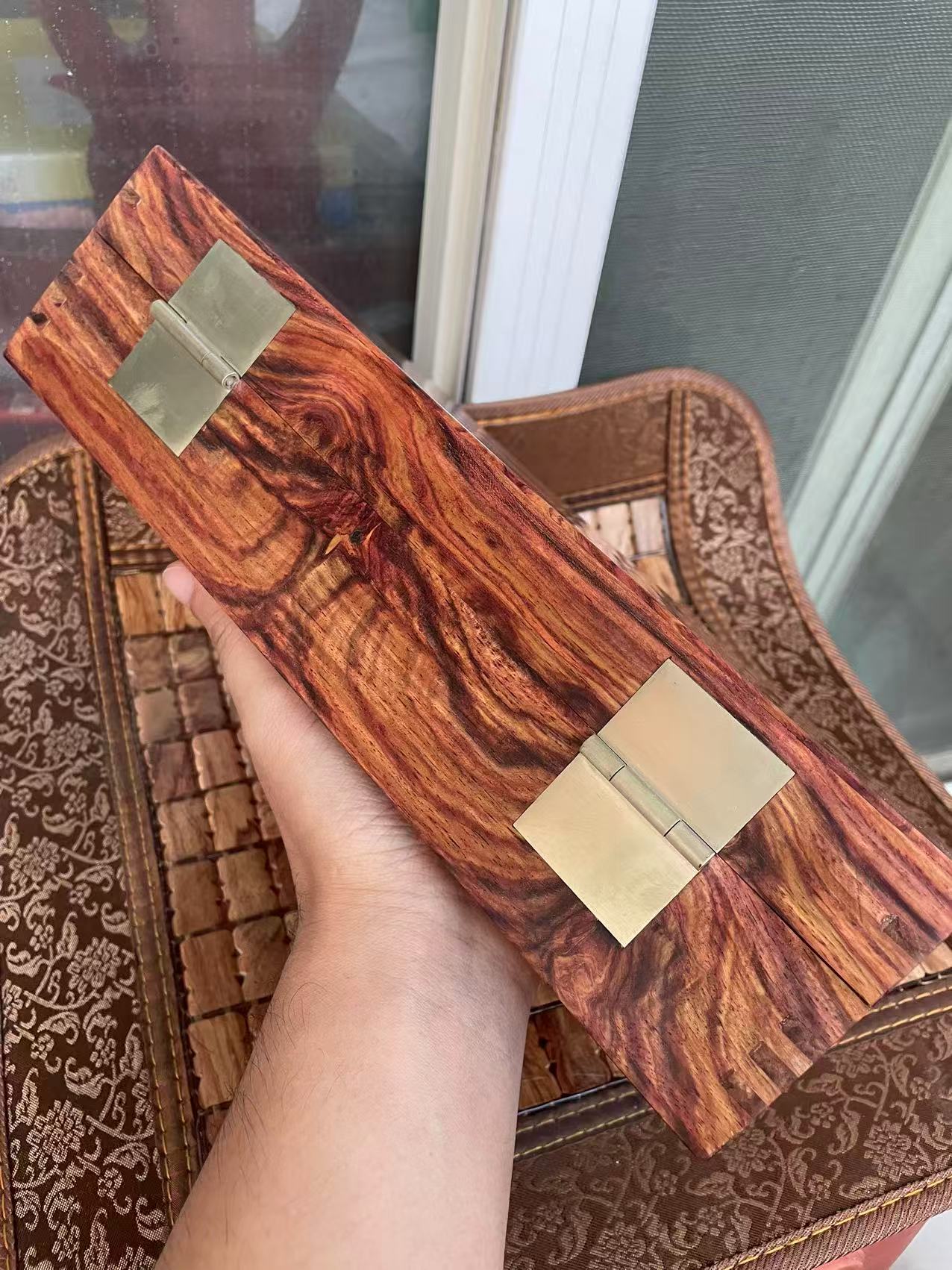 1123海南黄花梨紫油梨2拼留疤大盒子