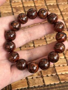 1224海南黄花梨紫油梨鬼脸对眼文玩手串