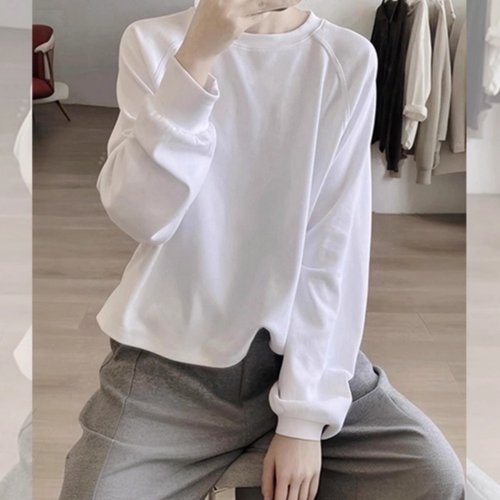 韩国秋冬款白色长袖t恤