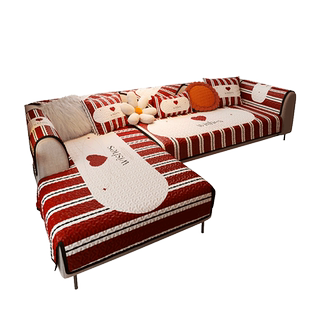 敏顺喜庆沙发垫四季结婚贵妃沙发垫简约现代防滑红色沙发套罩盖布