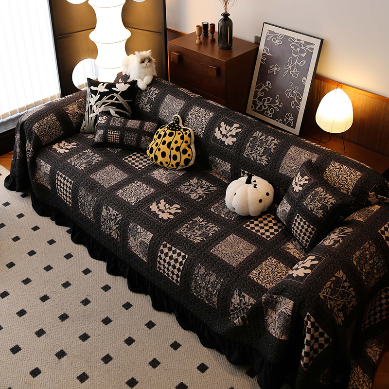 敏顺中古风沙发盖布全包万能沙发垫防滑复古沙发巾新款沙发套罩