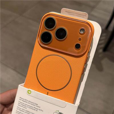 新款荔枝纹适用苹果磁吸手机壳