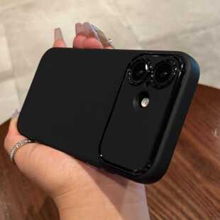 高档黑色磨砂大视窗适用苹果16手机壳15promax简约高级感13极简超薄iPhone14plus直边12防摔11保护套纯色全包