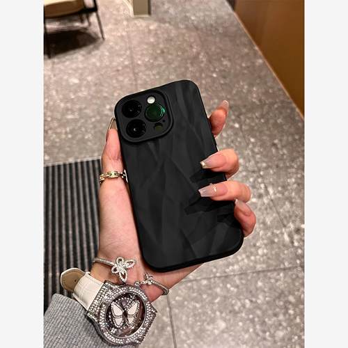 黑色高级磨砂褶皱适用iPh