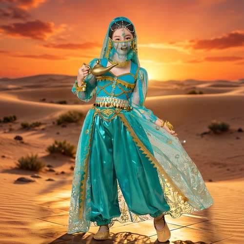 女童印度肚皮舞蹈演出服异域风情茉莉公主服阿拉丁神灯舞台表演服