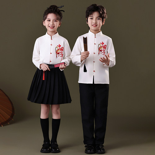 新中式儿童国学服六一国庆小学生合唱演出服中国风诗歌朗诵表演服