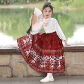 云翼 春夏秋款 儿女大童马面裙中国风改良汉服中式 唐装 2025新款