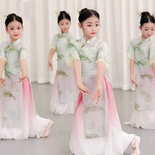 儿童古典舞旗袍演出服小月儿同款表演服冠玉舞蹈女童中国舞练功服