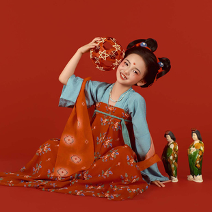 女童古典演出服古风小陶俑表演服中国风儿童蹴鞠古装襦裙可爱汉服