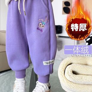 女童加绒加厚休闲裤2025特厚一体绒女孩兔子冬季新款外穿裤子厚绒
