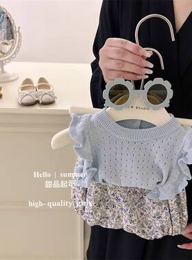 【五折专区】夏装两件套新款韩系洋气小女孩无袖背心碎花短裤潮流