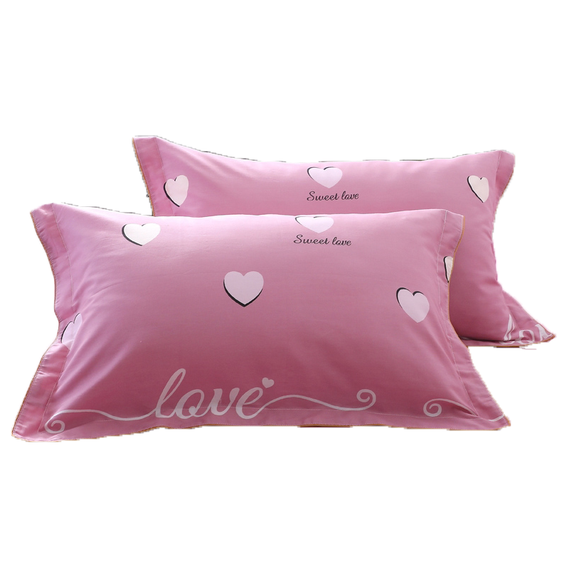 紫茵纯棉枕套100%全棉一对装枕头套45x45家用单人成人枕套一对