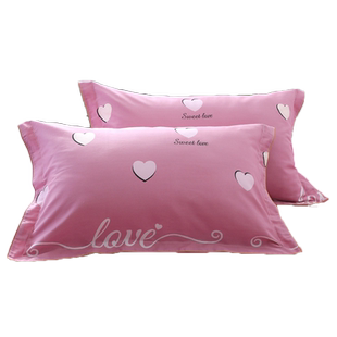 紫茵纯棉枕套100%全棉一对装枕头套45x45家用单人成人枕套一对