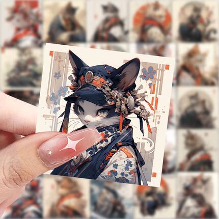 118贴猫武士贴纸插画酷帅日系涂鸦贴画手机壳平板笔记本电脑装饰