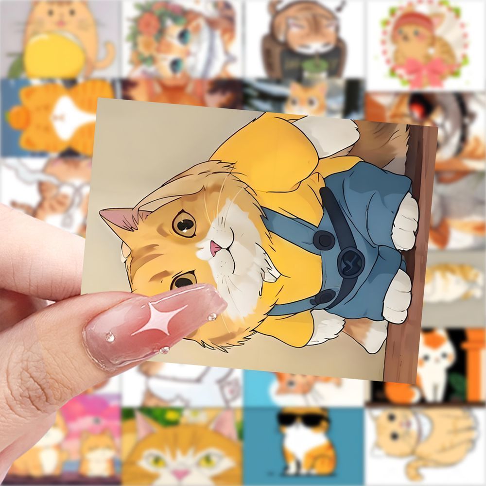 爆款橘猫贴纸可爱呆萌小动物装饰水杯笔记本行李箱手机防水贴画