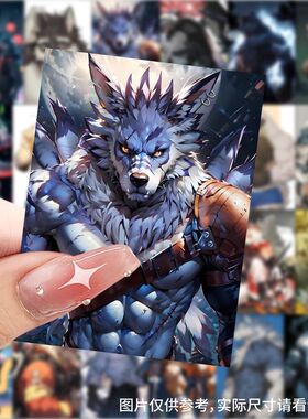 63张urr兽人头像贴纸帅气狼人卡通高颜值装饰行李箱防水封口贴画