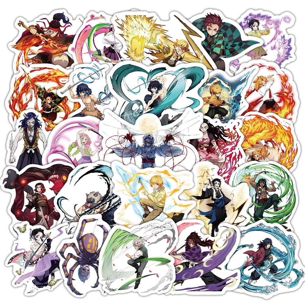 60张鬼灭之刃立绘贴纸日漫卡通游戏二次元周边装饰行李箱防水贴画