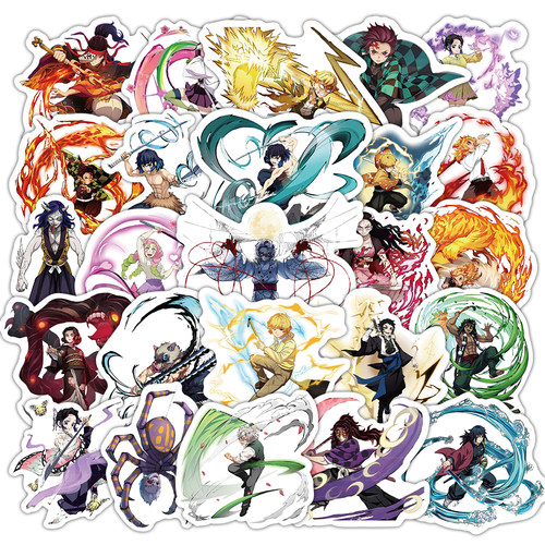 60张鬼灭之刃立绘贴纸日漫卡通游戏二次元周边装饰行李箱防水贴画