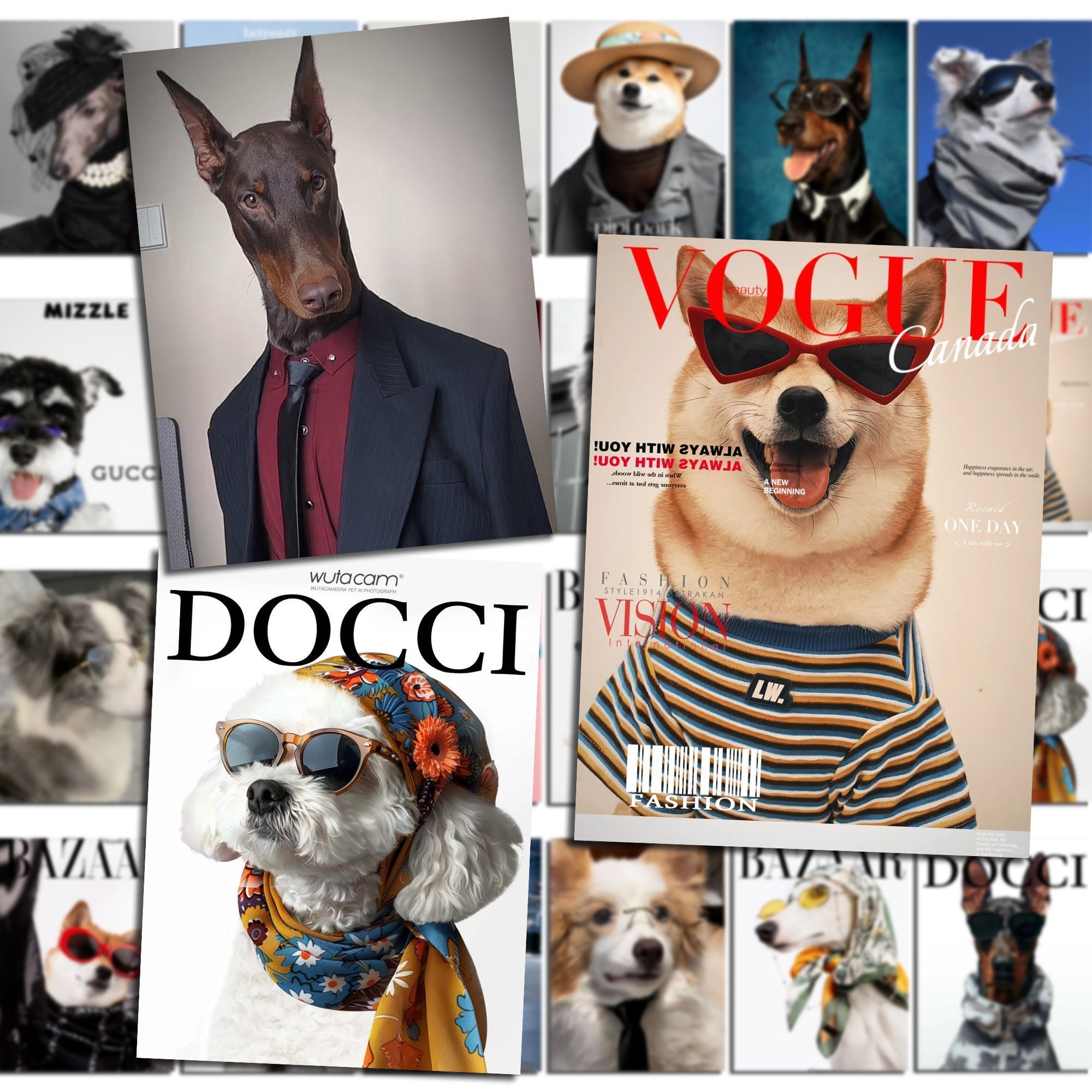 63张狗狗杂志贴纸ins风可爱宠物帅气高颜值装装饰手机壳行李箱diy