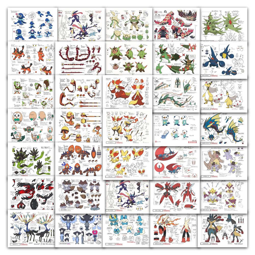 126张宝可梦设定集贴纸基格尔德伊裴尔塔尔动漫周边装饰防水贴画