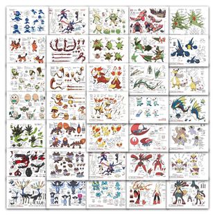 126张宝可梦设定集贴纸基格尔德伊裴尔塔尔动漫周边装饰防水贴画
