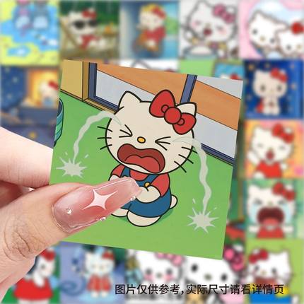 175张HelloKitty背景图卡通贴纸重复手账贴画手机笔记本装饰贴纸