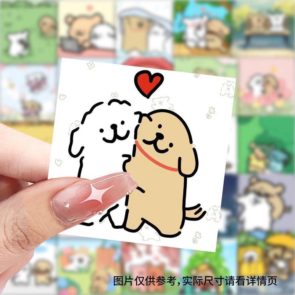爆款线条小狗情侣壁纸贴纸卡通可爱装饰手机水杯行李箱防水贴画