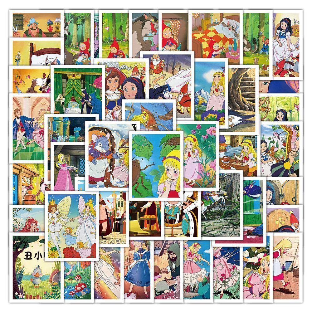 309安徒生童话故事可爱贴纸卡通人物手帐素材diy手机防水装饰贴