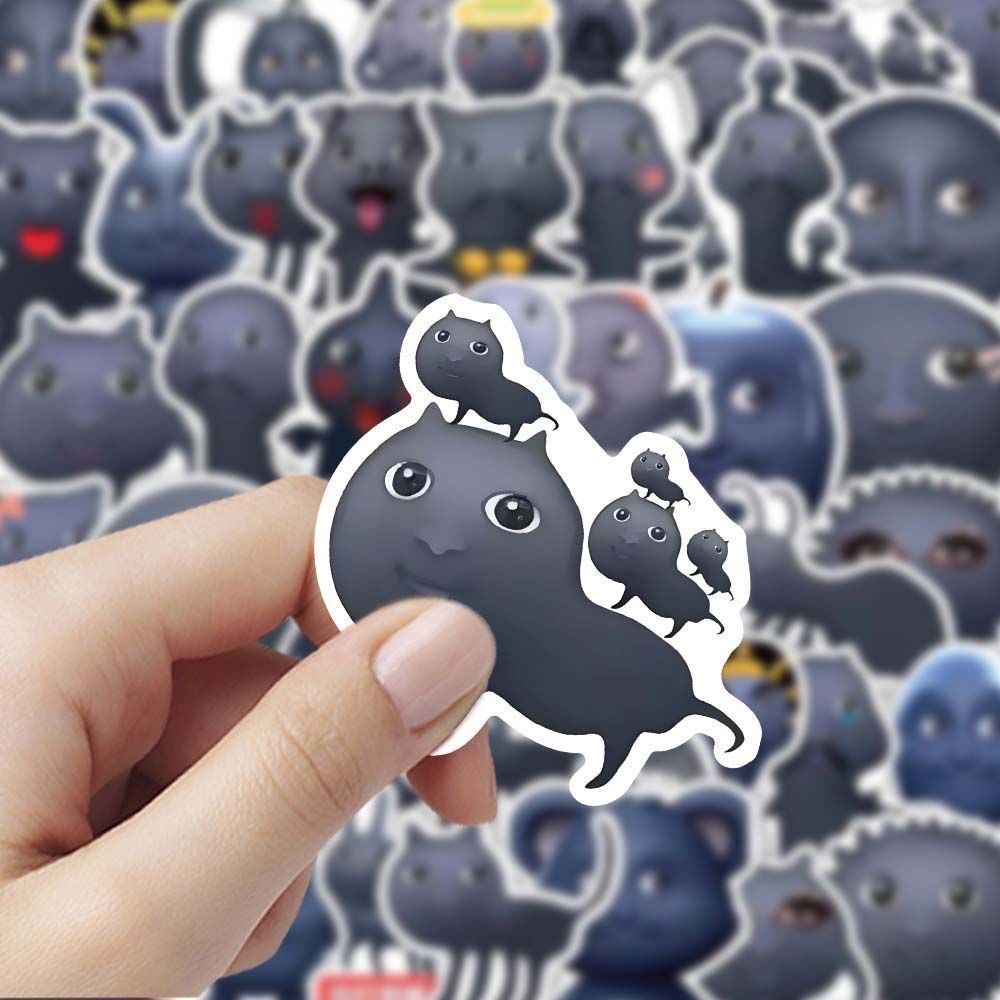 新款黑脸表情包可爱搞笑抽象diy装饰表情手账ins贴纸手机防水贴画