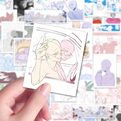 双人OC绘画模板自粘速写贴纸