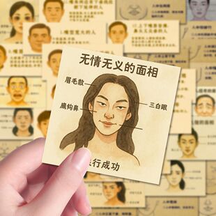 爆款面相五官脸部穴位运势贴纸好运小众知识贴图防水手账本装饰