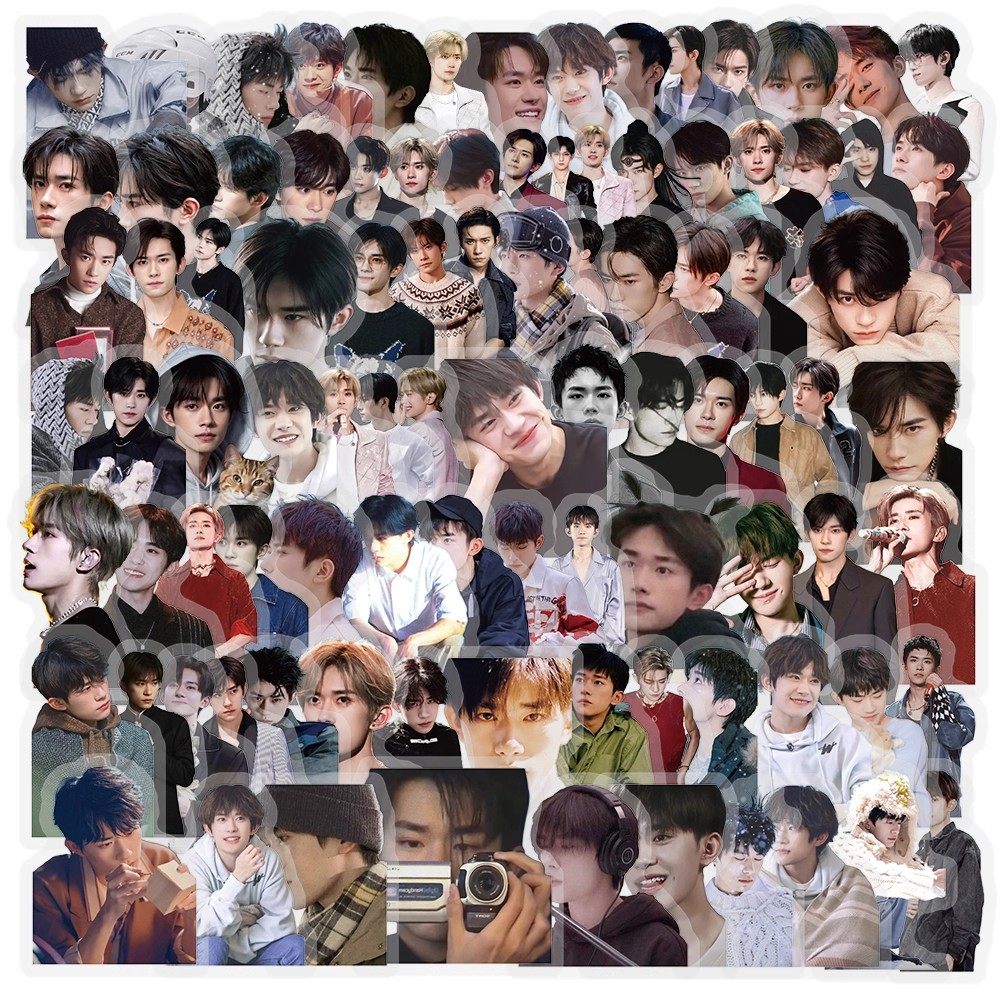 360张易烊千玺PET透明贴纸内娱男明星周边ins风高清照片装饰贴画