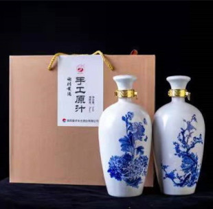 谢村黄酒手工原汁原浆半甜型7度1L2瓶礼盒装陕西汉中洋县特产