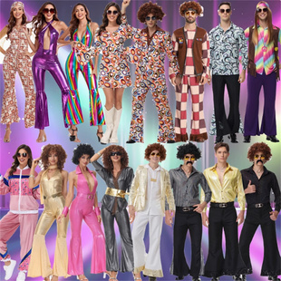 万圣节Disco70年代复古迪斯科服装派对嬉皮士cos舞蹈演出服运动服