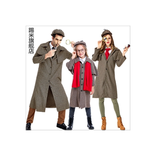 万圣节儿童服装cos福尔摩斯同款风衣夏洛克帽子电影人物亲子款服