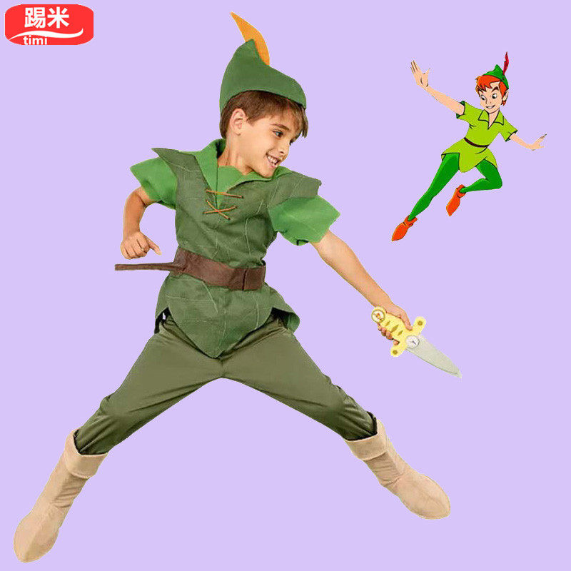 万圣节cosplay儿童演出服装绿精灵小飞侠彼得潘男童衣服卡通人物
