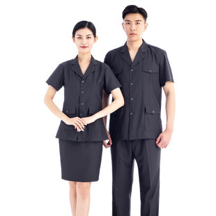 鲁之锦衣新式奶奶灰色夏装短袖夏裤夏裙工作服衬衫书记员夏裤夏裙