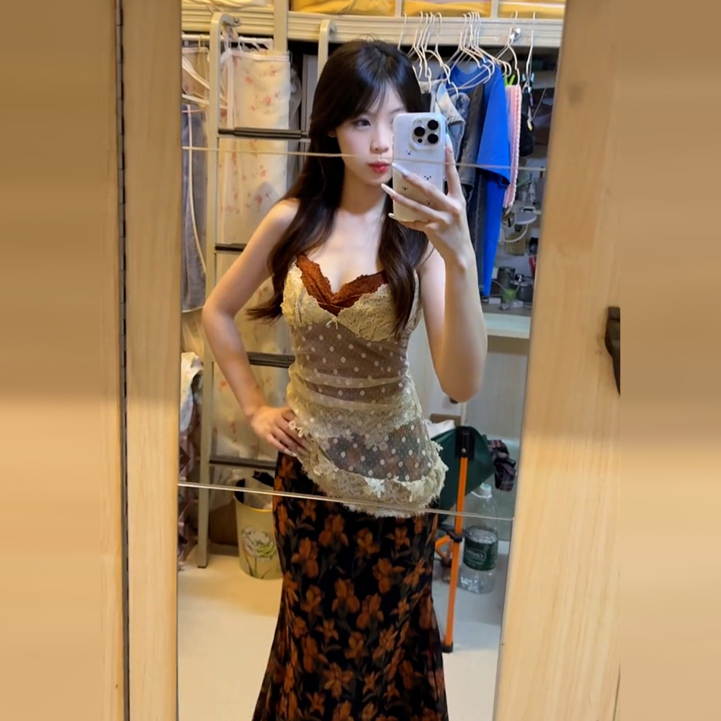 法式蕾丝吊带碎花连衣裙子女夏季2025新款爆款气质高级感套装长裙