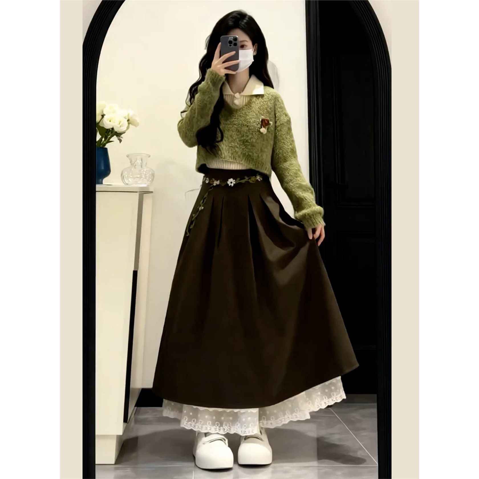 森系覆古针织毛衣内搭背