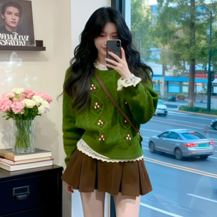 冬装穿搭一整套2025超火巨好看韩系小个子独特漂亮毛衣两件套装裙