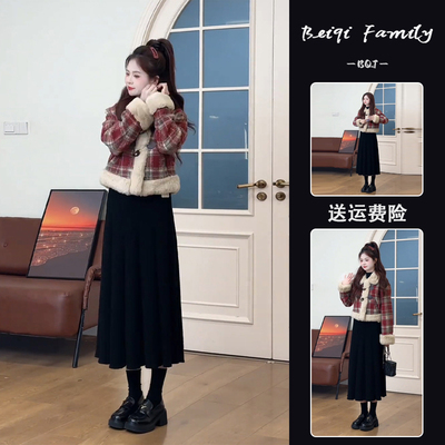 深秋初冬穿搭套装裙女高