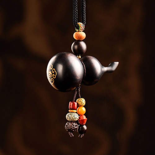 黑檀木葫芦汽车挂件生肖本命佛车内挂饰后视镜平安符车内饰品男女