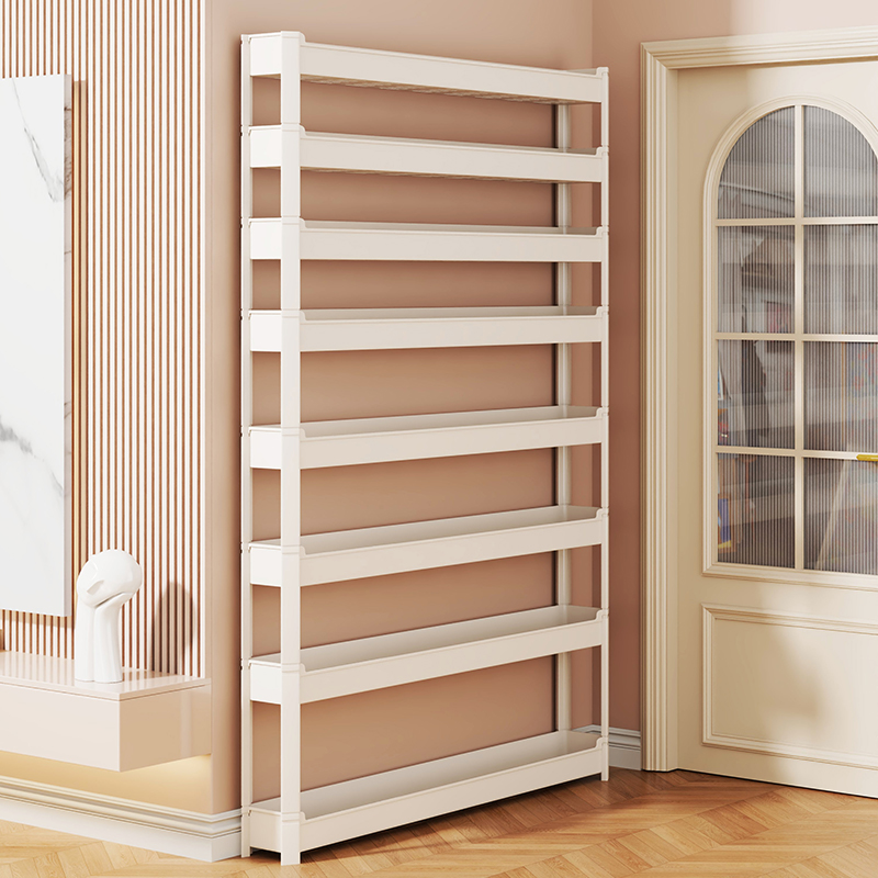 极窄厨房收纳架门后夹缝置物架 多层薄型收纳柜解决方案