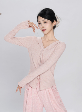 舞蹈服上衣长袖女成人现代舞练功服黑色形体训练衣服中国古典舞服