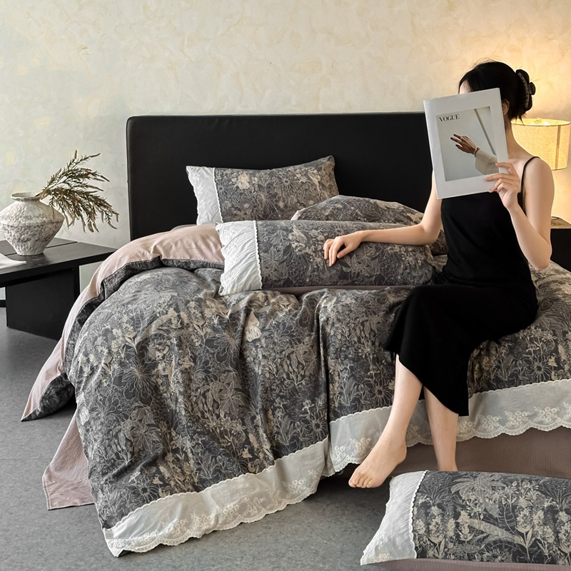 2026新款皱皱纱花边四件套AB版轻奢风床上用品抱枕单人三件套床品,床上用品,床品套件/四件套/多件套,淘宝优惠券,粉丝福利购,淘宝优惠卷