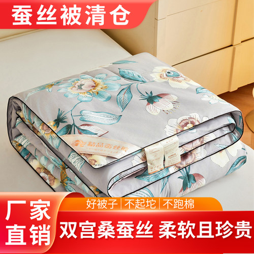 桑蚕丝被子被芯印花花卉春秋被加厚不起坨保暖不跑棉宿舍可机洗