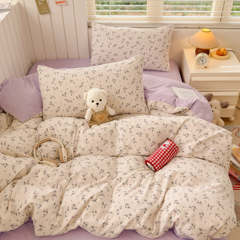 2026新款软糯糯超柔水洗棉四件套学生三件套单双人套件床上用品,床上用品,床品套件/四件套/多件套,淘宝优惠券,粉丝福利购,淘宝优惠卷