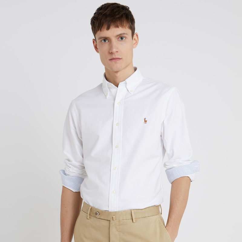 polo ralph lauren拉夫·劳伦衬衫男牛津布纯色修身休闲长袖衬衣