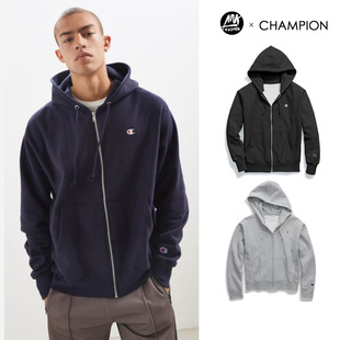 美版Champion冠军卫衣男秋冬加厚款绒宽松开衫连帽拉链外套