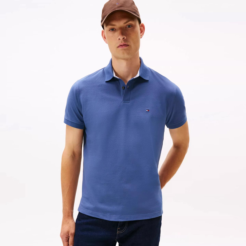 TOMMY HILFIGER汤米男士夏季宽松短袖POLO衫纯色商务休闲翻领T恤